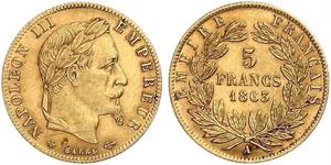 5 Franc Segundo Imperio francés (1852-1870) Oro Napoleon III (1808-1873)