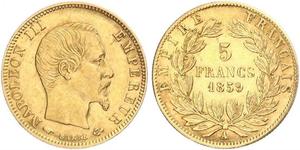 5 Franc Segundo Imperio francés (1852-1870) Oro Napoleon III (1808-1873)