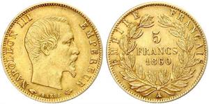 5 Franc Segundo Imperio francés (1852-1870) Oro Napoleon III (1808-1873)