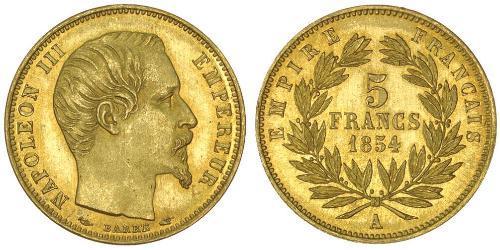 5 Franc Segundo Imperio francés (1852-1870) Oro Napoleon III (1808-1873)