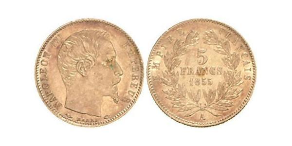 5 Franc Segundo Imperio francés (1852-1870) Oro Napoleon III (1808-1873)