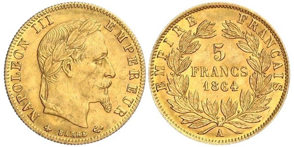 5 Franc Segundo Imperio francés (1852-1870) Oro Napoleon III (1808-1873)