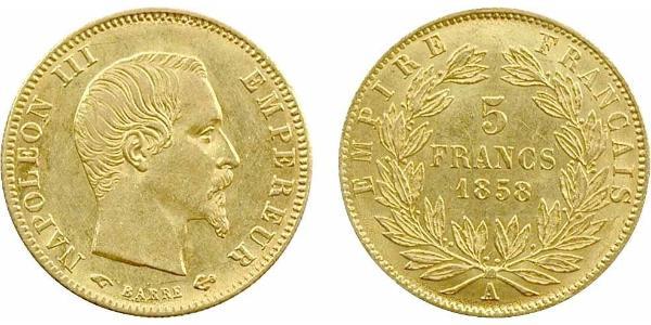 5 Franc Segundo Imperio francés (1852-1870) Oro Napoleon III (1808-1873)