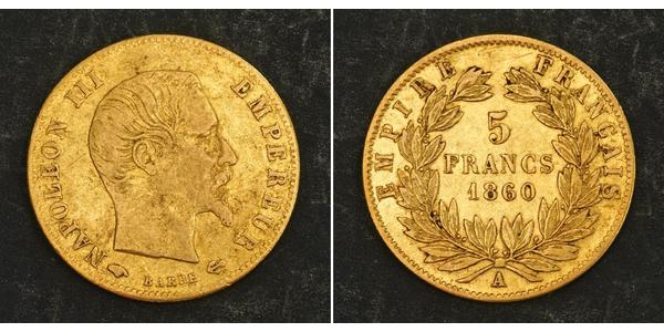 5 Franc Segundo Imperio francés (1852-1870) Oro Napoleon III (1808-1873)