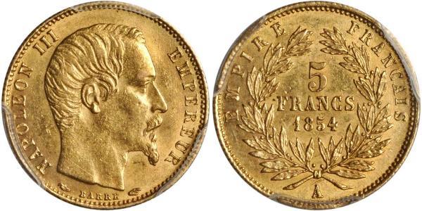 5 Franc Segundo Imperio francés (1852-1870) Oro Napoleon III (1808-1873)