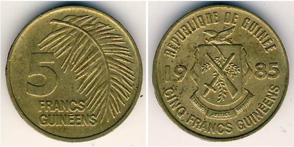 5 Franc Guinea Ottone 