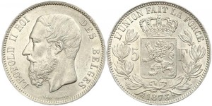 5 Franc Bélgica Plata Leopold II (1835 - 1909)