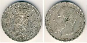 5 Franc Bélgica Plata Leopold II (1835 - 1909)