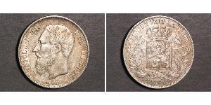 5 Franc Bélgica Plata Leopold II (1835 - 1909)