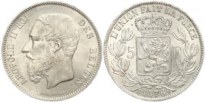 5 Franc Bélgica Plata Leopold II (1835 - 1909)