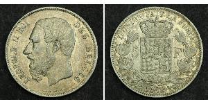 5 Franc Bélgica Plata Leopold II (1835 - 1909)