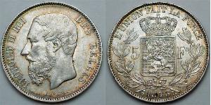 5 Franc Bélgica Plata Leopold II (1835 - 1909)