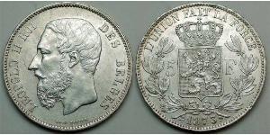5 Franc Bélgica Plata Leopold II (1835 - 1909)