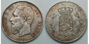 5 Franc Bélgica Plata Leopold II (1835 - 1909)