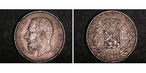 5 Franc Bélgica Plata Leopold II (1835 - 1909)