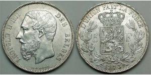 5 Franc Bélgica Plata Leopold II (1835 - 1909)