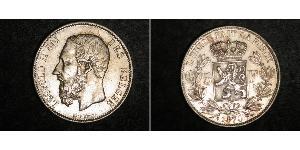 5 Franc Bélgica Plata Leopold II (1835 - 1909)