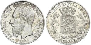 5 Franc Bélgica Plata Leopold II (1835 - 1909)