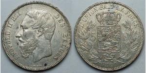 5 Franc Bélgica Plata Leopold II (1835 - 1909)