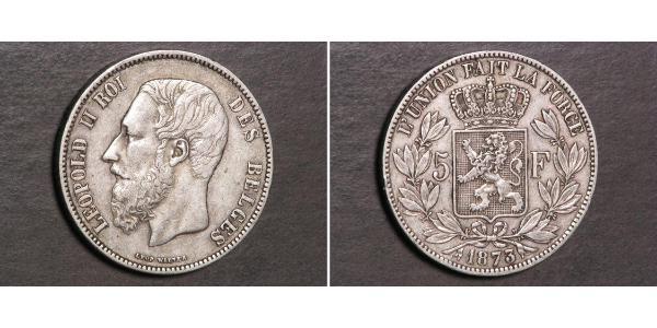 5 Franc Bélgica Plata Leopold II (1835 - 1909)