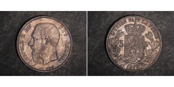 5 Franc Bélgica Plata Leopold II (1835 - 1909)