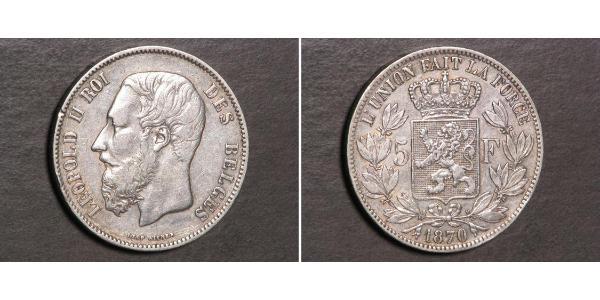 5 Franc Bélgica Plata Leopold II (1835 - 1909)