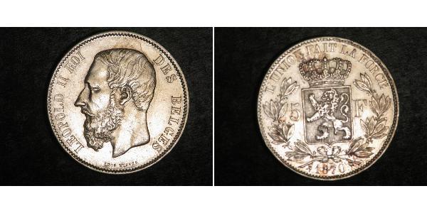 5 Franc Bélgica Plata Leopold II (1835 - 1909)