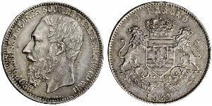 5 Franc Estado Libre del Congo (1885 - 1908) Plata Leopold II (1835 - 1909)