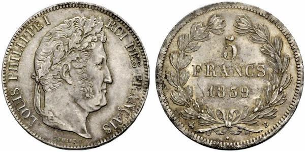 5 Franc Francia / Monarquía de Julio (1830-1848) Plata Luis Felipe I de Francia  (1773 -1850)