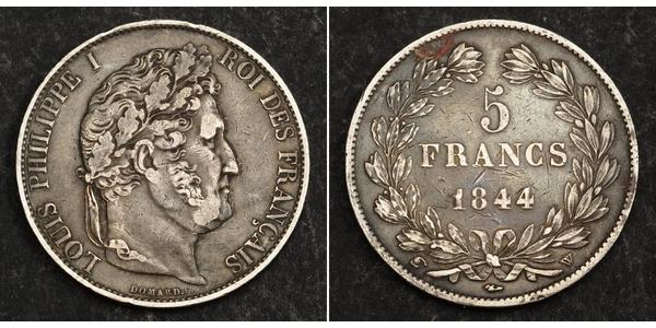 5 Franc Francia / Monarquía de Julio (1830-1848) Plata Luis Felipe I de Francia  (1773 -1850)