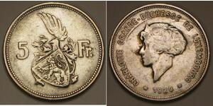 5 Franc Luxemburgo Plata 