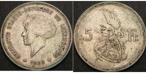 5 Franc Luxemburgo Plata 