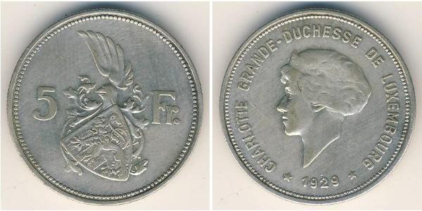 5 Franc Luxemburgo Plata 