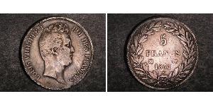 5 Franc Monarquía de Julio (1830-1848) Plata Luis Felipe I de Francia  (1773 -1850)