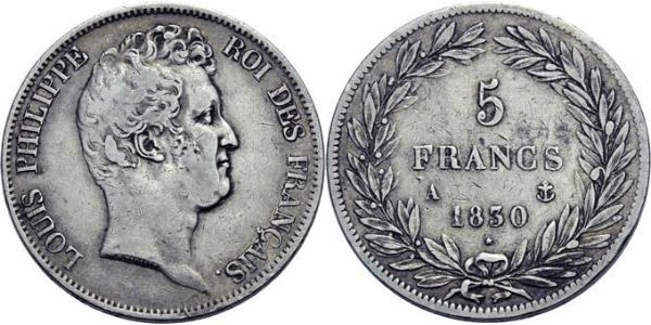 5 Franc Monarquía de Julio (1830-1848) Plata Luis Felipe I de Francia  (1773 -1850)