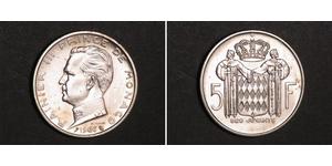 5 Franc Mónaco Plata Raniero III de Mónaco