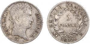 5 Franc Primer Imperio francés (1804-1814) Plata Napoleón Bonaparte(1769 - 1821)