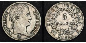 5 Franc Primer Imperio francés (1804-1814) Plata Napoleón Bonaparte(1769 - 1821)