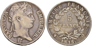 5 Franc Primer Imperio francés (1804-1814) Plata Napoleón Bonaparte(1769 - 1821)