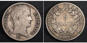 5 Franc Primer Imperio francés (1804-1814) Plata Napoleón Bonaparte(1769 - 1821)