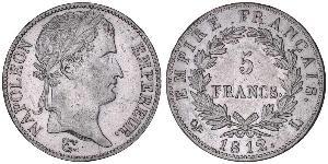 5 Franc Primer Imperio francés (1804-1814) Plata Napoleón Bonaparte(1769 - 1821)