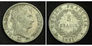 5 Franc Primer Imperio francés (1804-1814) Plata Napoleón Bonaparte(1769 - 1821)