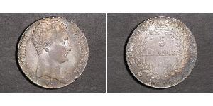 5 Franc Primer Imperio francés (1804-1814) Plata Napoleón Bonaparte(1769 - 1821)