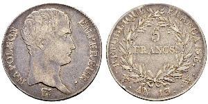 5 Franc Primer Imperio francés (1804-1814) Plata Napoleón Bonaparte(1769 - 1821)