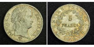 5 Franc Primer Imperio francés (1804-1814) Plata Napoleón Bonaparte(1769 - 1821)