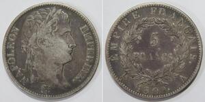 5 Franc Primer Imperio francés (1804-1814) Plata Napoleón Bonaparte(1769 - 1821)