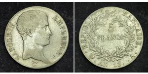 5 Franc Primer Imperio francés (1804-1814) Plata Napoleón Bonaparte(1769 - 1821)