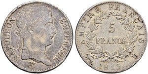 5 Franc Primer Imperio francés (1804-1814) Plata Napoleón Bonaparte(1769 - 1821)