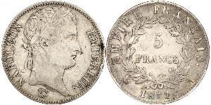 5 Franc Primer Imperio francés (1804-1814) Plata Napoleón Bonaparte(1769 - 1821)