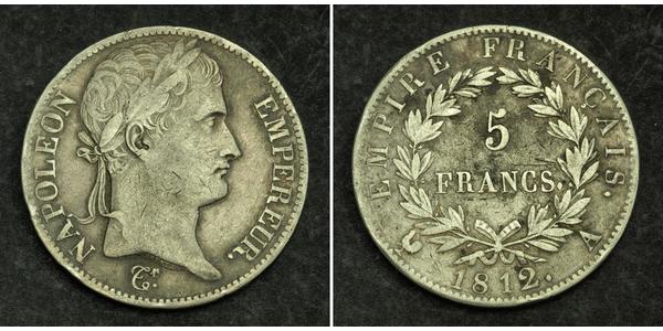 5 Franc Primer Imperio francés (1804-1814) Plata Napoleón Bonaparte(1769 - 1821)